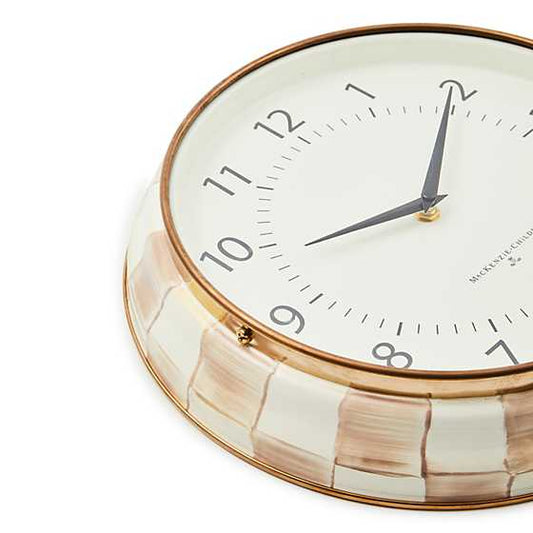 Mocha Check School Wall Clock (Mackenzie Childs)