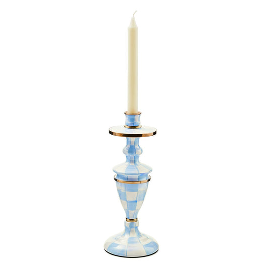 Sky Blue Check Medium Candlestick (Mackenzie Childs) - PRE ORDER