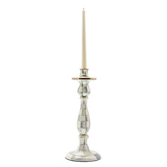 Sterling Check Large Enamel Candlestick (Mackenzie Childs)