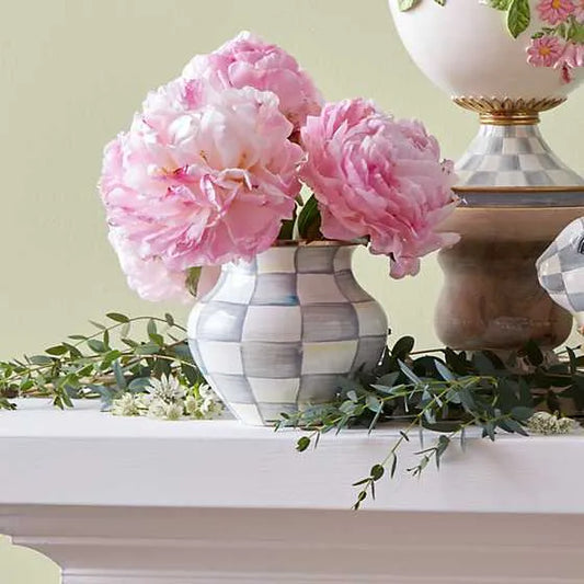 Sterling Check Enamel Vase (Mackenzie Childs)