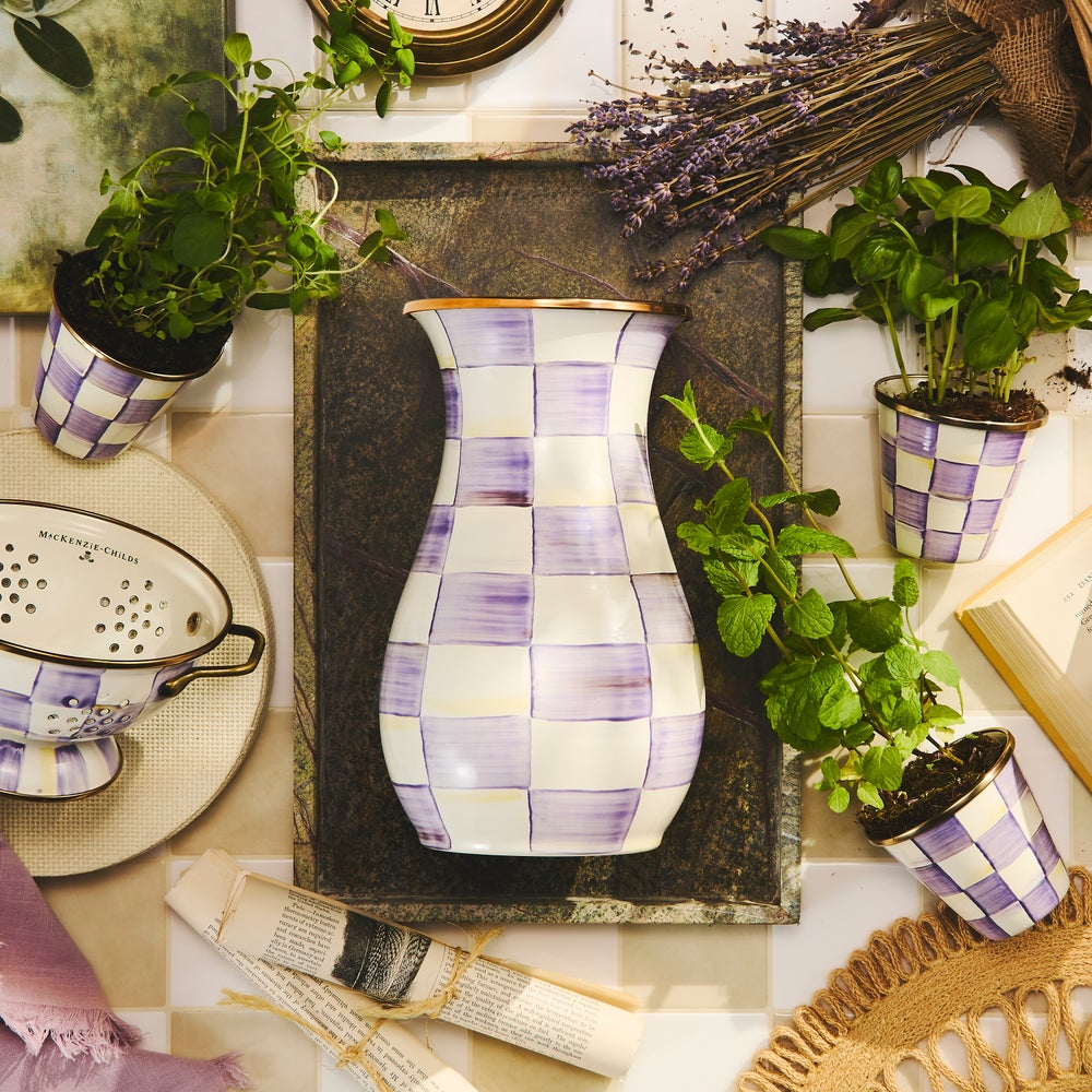 Violet Check Tall Vase (Mackenzie Childs)