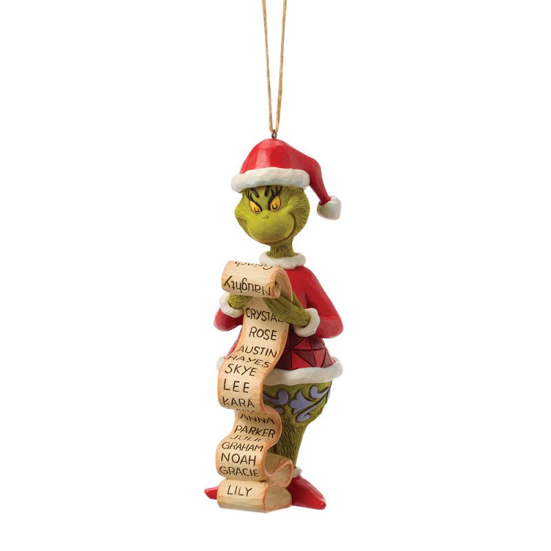 The Grinch with Lists Hanging Ornament (Jim Shore)