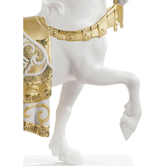 A Regal Steed Horse Sculpture - Golden Lustre (Lladro Special Order)