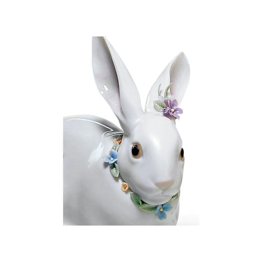 Attentive Bunny With Flowers Figurine (Lladro Special Order)