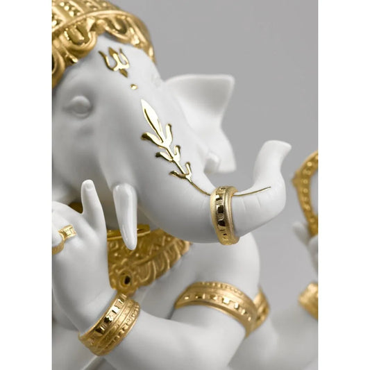 Bansuri Ganesha Figurine - Golden Lustre (Lladro Special Order)