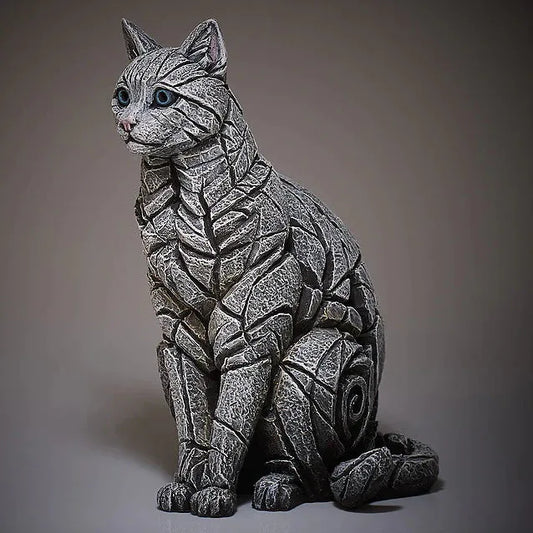 Cat Sitting Sculpture - White (Edge Sculpture by Matt Buckley)
