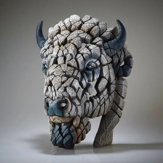 North American Buffalo Bust - White (Edge Sculpture by Matt Buckley)