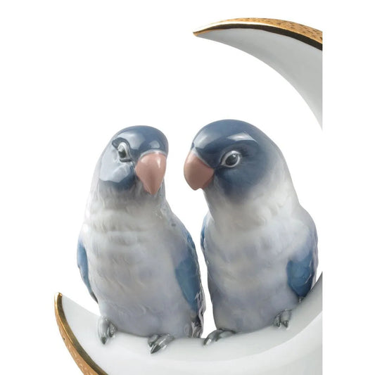 Fly Me To The Moon Birds Figurine - Golden Lustre (Lladro Special Order)
