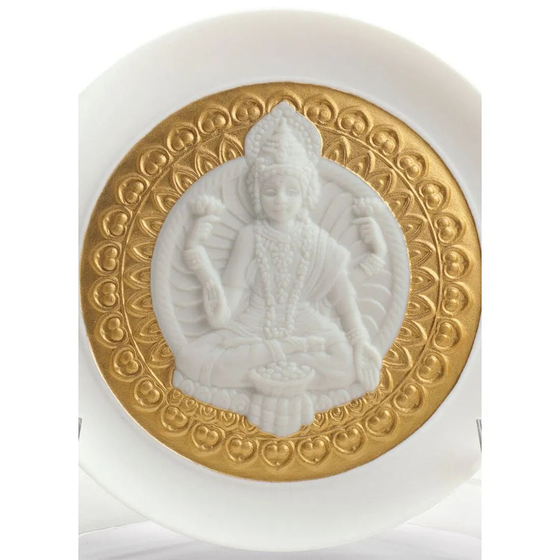 Goddes Lakshmi And Lord Ganesha Decorative Plates Set - Golden Lustre (Lladro Special Order)