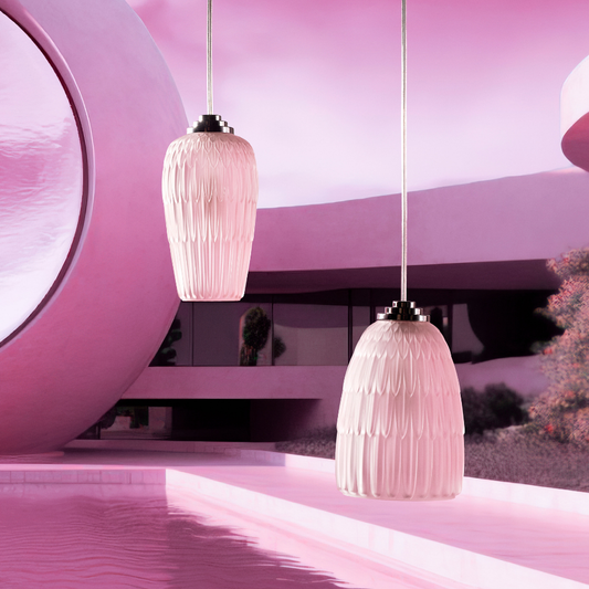 Plumes Ceiling Lamp - Small Size Pink Luster (Lalique Special Order)