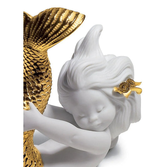 Playing At Sea Mermaid Figurine - Golden Lustre (Lladro Special Order)