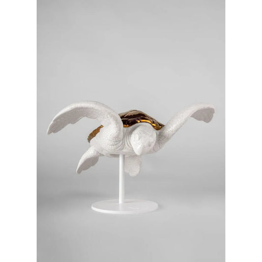 Sea Turtle I (White - Copper) Sculpture (Lladro Special Order)