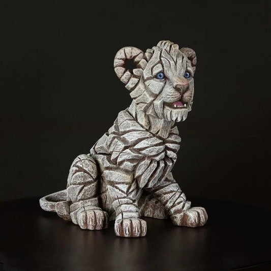 Lion Cub White Sculpture (Edge Sculpture by Matt Buckley) - Gallery Gifts Online