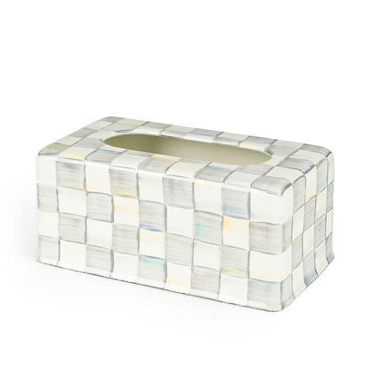 Sterling Check Enamel Standard Tissue Box Cover (Mackenzie Childs) - Gallery Gifts Online