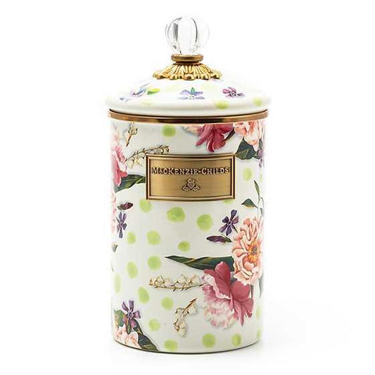 Wildflowers Enamel Large Canister - Green (Mackenzie Childs) - Gallery Gifts Online 