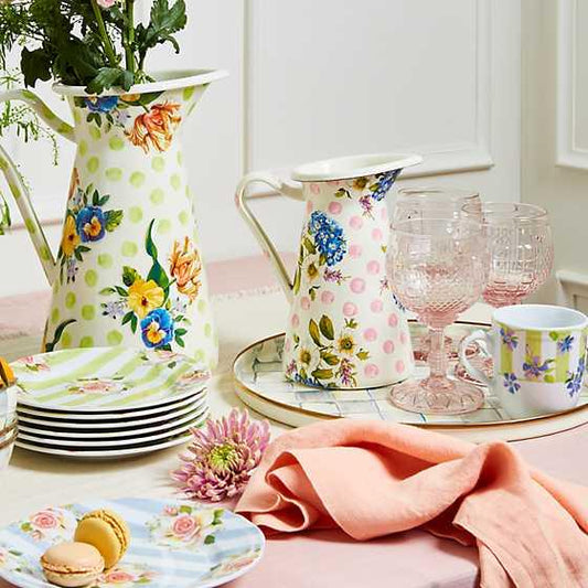 Wildflowers Enamel Medium Practical Pitcher - Pink (Mackenzie Childs) - Gallery Gifts Online