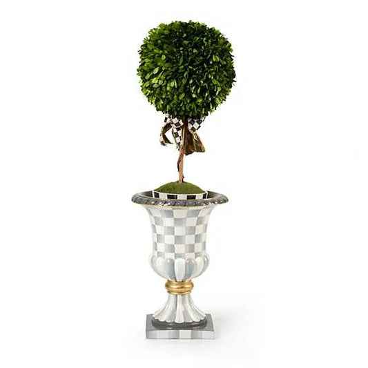 Sterling Check Pedestal Tabletop Urn (Mackenzie Childs)