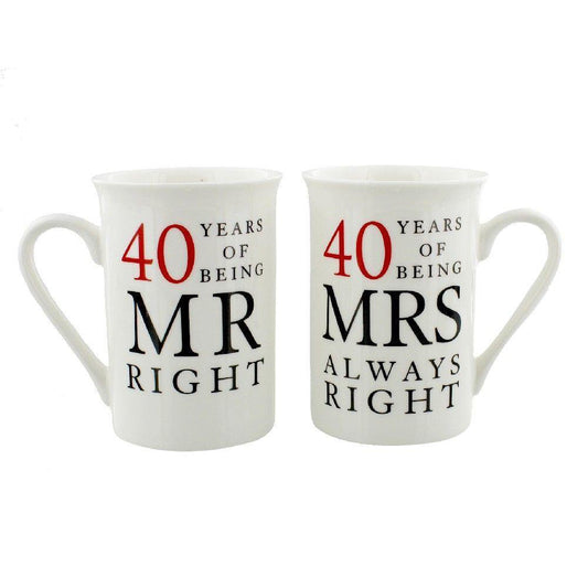 40 Years Mr Right Mrs Always Right - Amore Gift Set (Widdop) - Gallery Gifts Online 