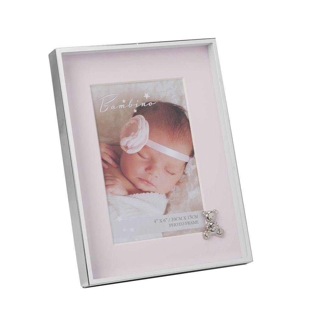 4x6 Nickle Plated, Pink Mount Photo Frame - Bambino (Widdop) - Gallery Gifts Online