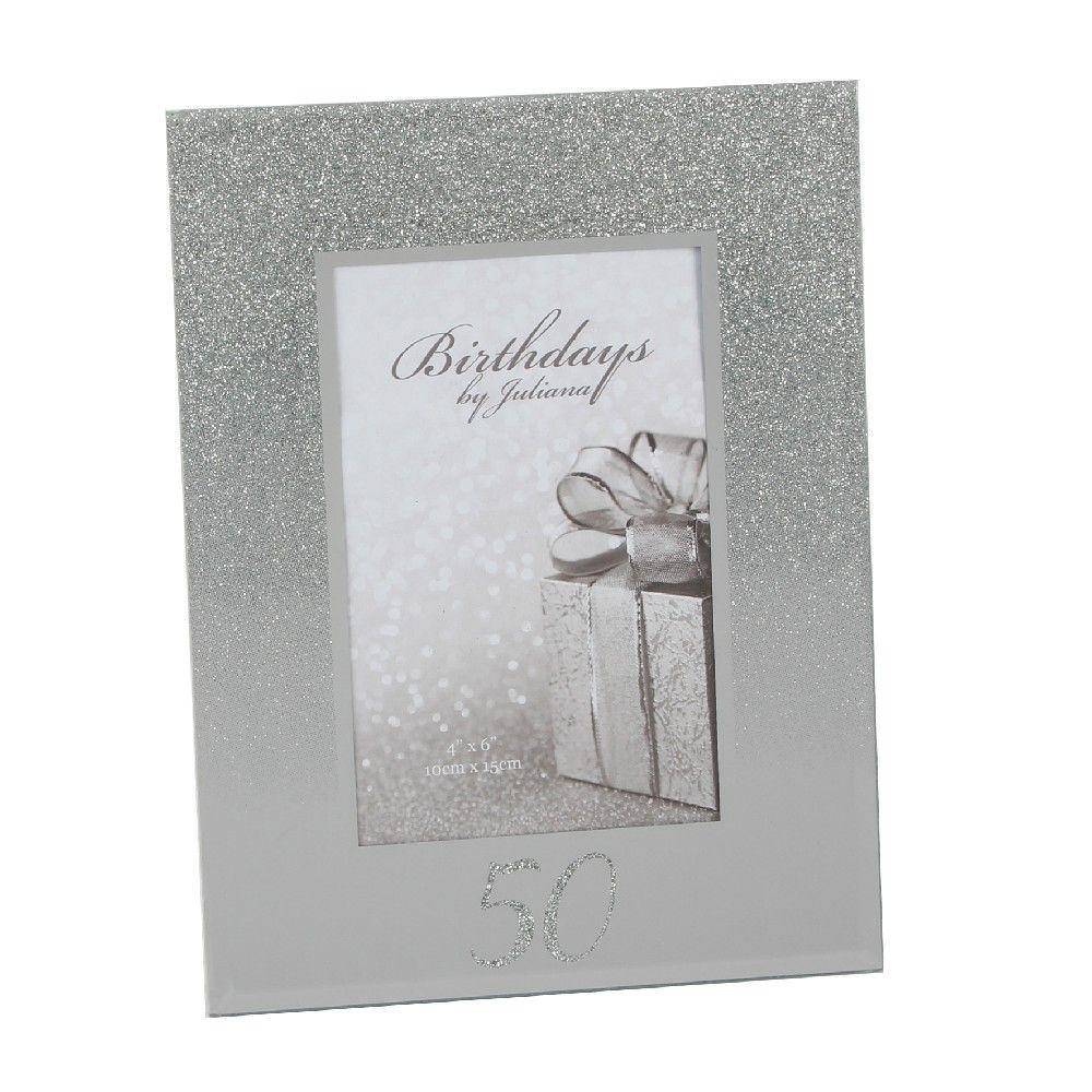 50th 4x6 Mirror Glitter Photo Frame (Widdop) - Gallery Gifts Online