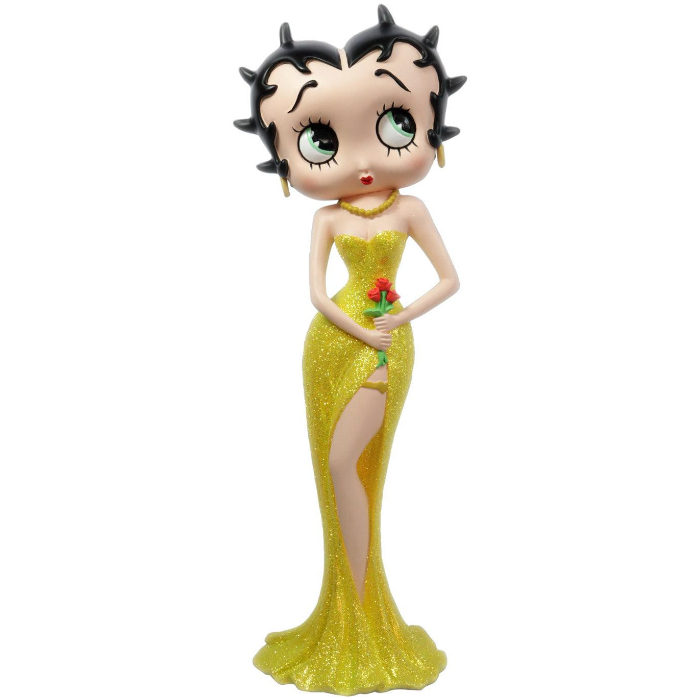 Betty Boop Holding Flowers Yellow Glitter Dress (Betty Boop) - Gallery Gifts Online