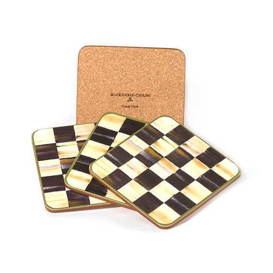 Courtly Check Cork Back Coasters - Set of 4 (Mackenzie Childs) - Gallery Gifts Online 