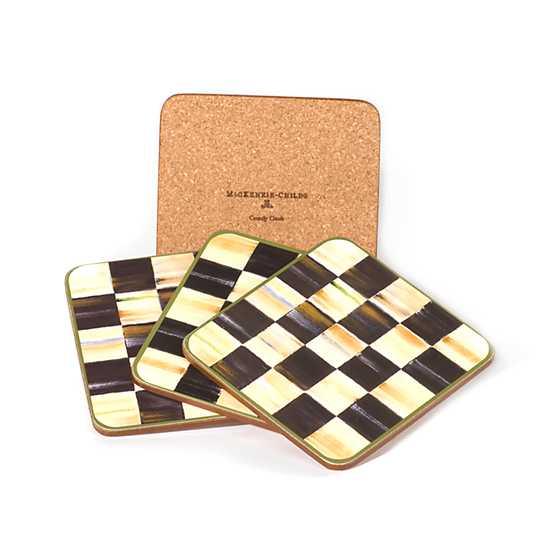 Courtly Check Cork Back Coasters - Set of 4 (Mackenzie Childs) - Gallery Gifts Online