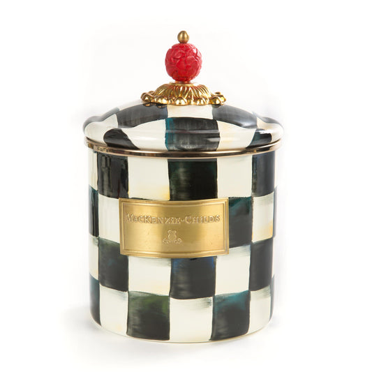 Courtly Check Enamel Canister - Small (Mackenzie Childs) - Gallery Gifts Online 