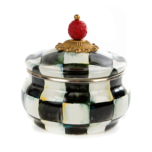 Courtly Check Enamel Squashed Pot (Mackenzie Childs) - Gallery Gifts Online 