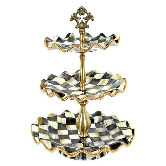 Courtly Check Three Tier Sweet Stand (Mackenzie Childs) - Gallery Gifts Online 
