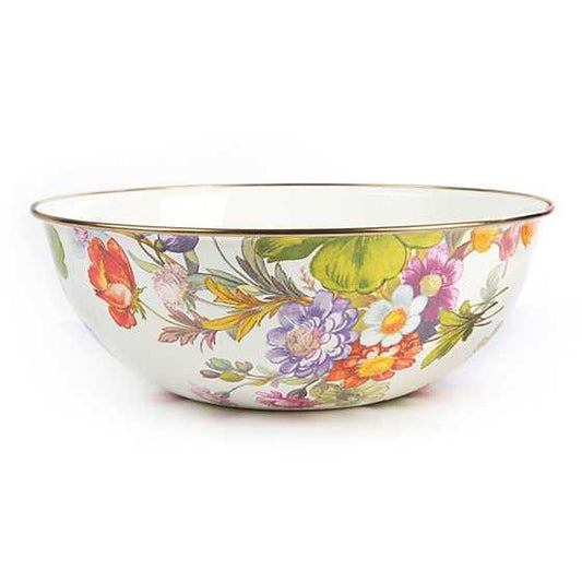Flower Market Extra Large Everyday Bowl - White (Mackenzie Childs) - Gallery Gifts Online 