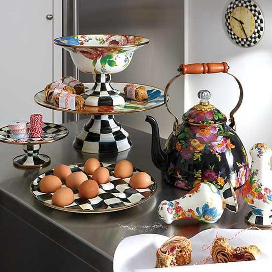 Flower Market Large Salt & Pepper Shakers - White (Mackenzie Childs) - Gallery Gifts Online