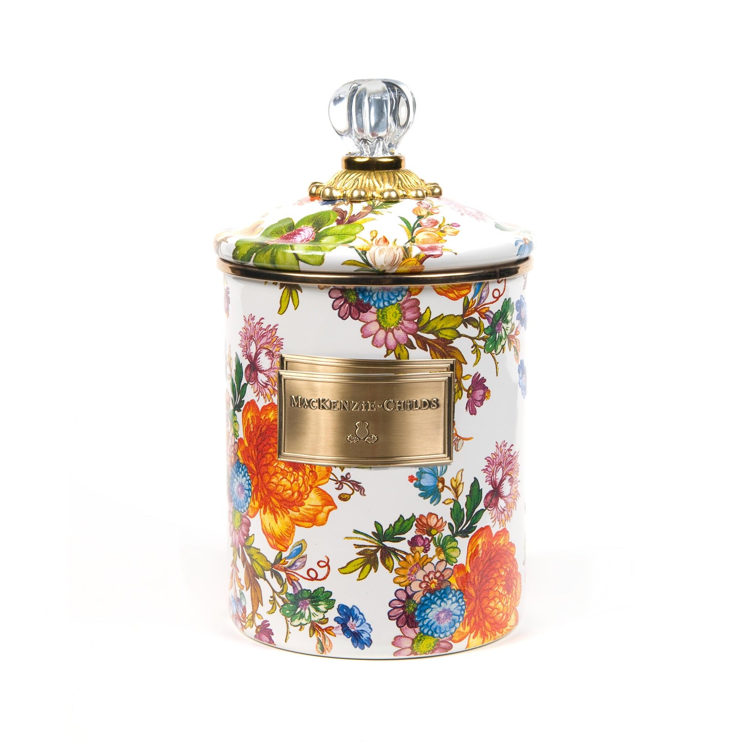 Flower Market Medium Canister - White (Mackenzie Childs) - Gallery Gifts Online