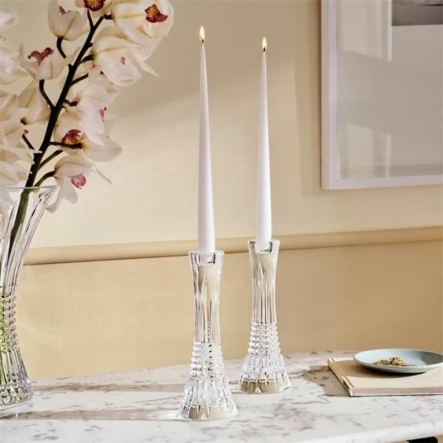 Lismore Diamond Candlestick Pair (10") (Waterford Crystal) - Gallery Gifts Online 