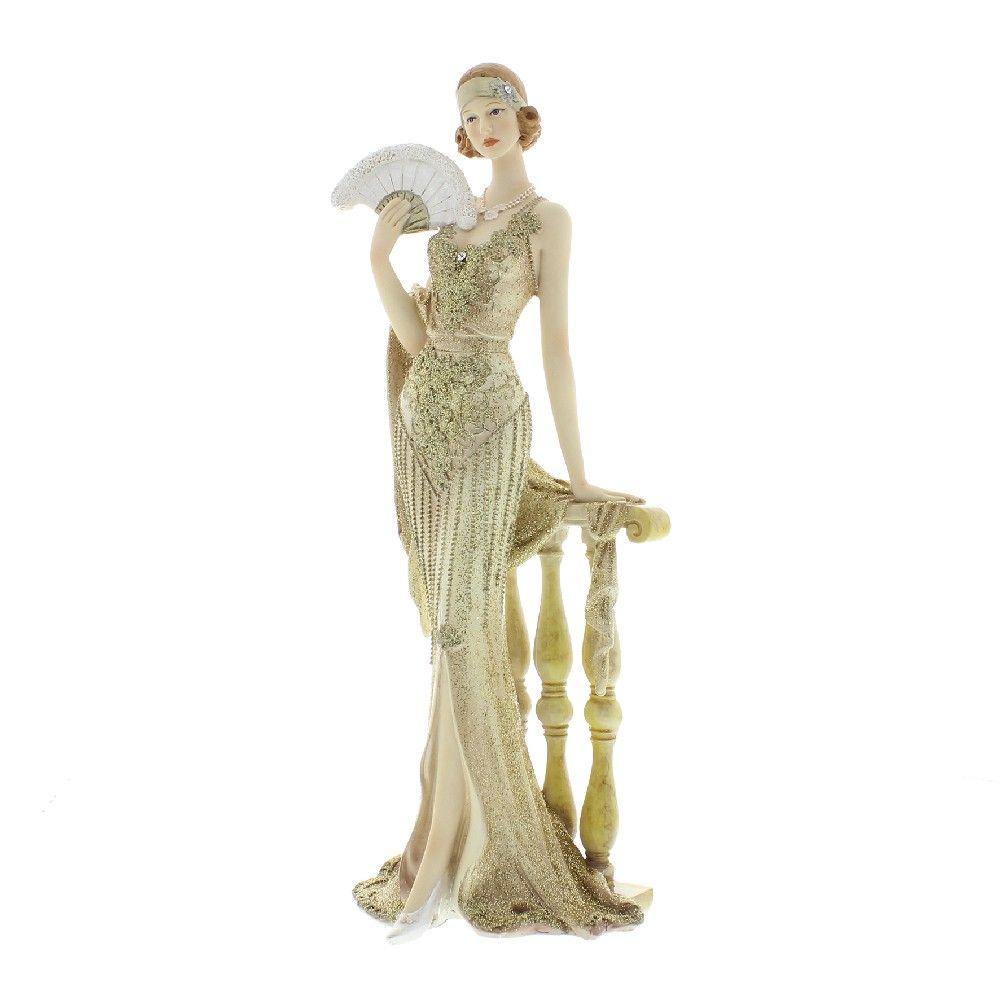 Octavia Holding a Fan - Gold (Widdop) - Gallery Gifts Online