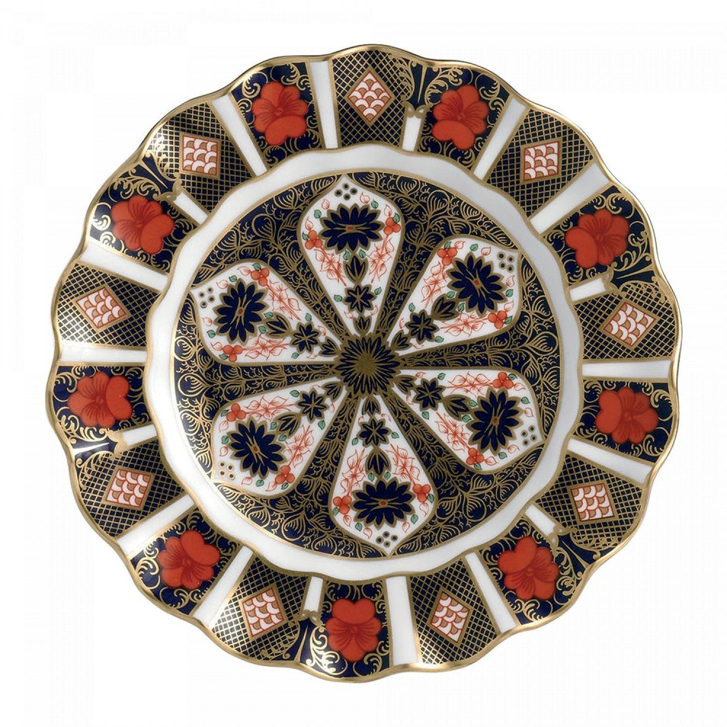 Old Imari - Fluted Dessert Plate (Royal Crown Derby) - Gallery Gifts Online