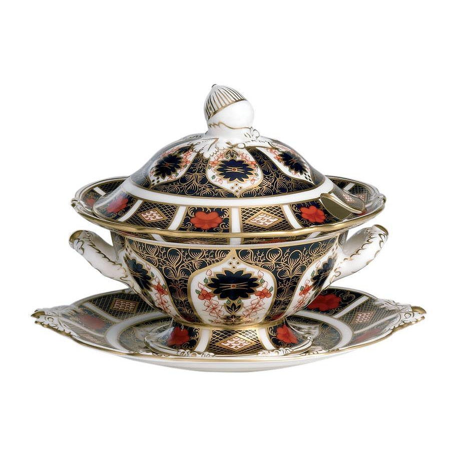 Old Imari - Sauce Tureen, Cover & Stand (Royal Crown Derby) - Gallery Gifts Online