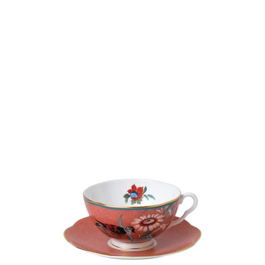 Paeonia Blush Coral Teacup and Saucer (Wedgwood) - Gallery Gifts Online 