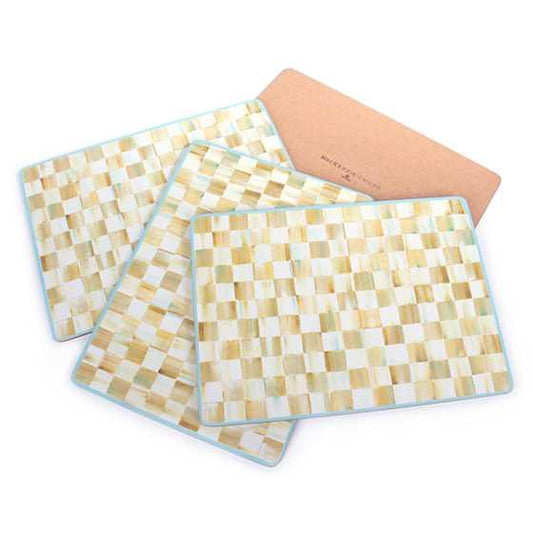 Parchment Check Cork Back Placemats - Set of 4 (Mackenzie Childs) - Gallery Gifts Online 