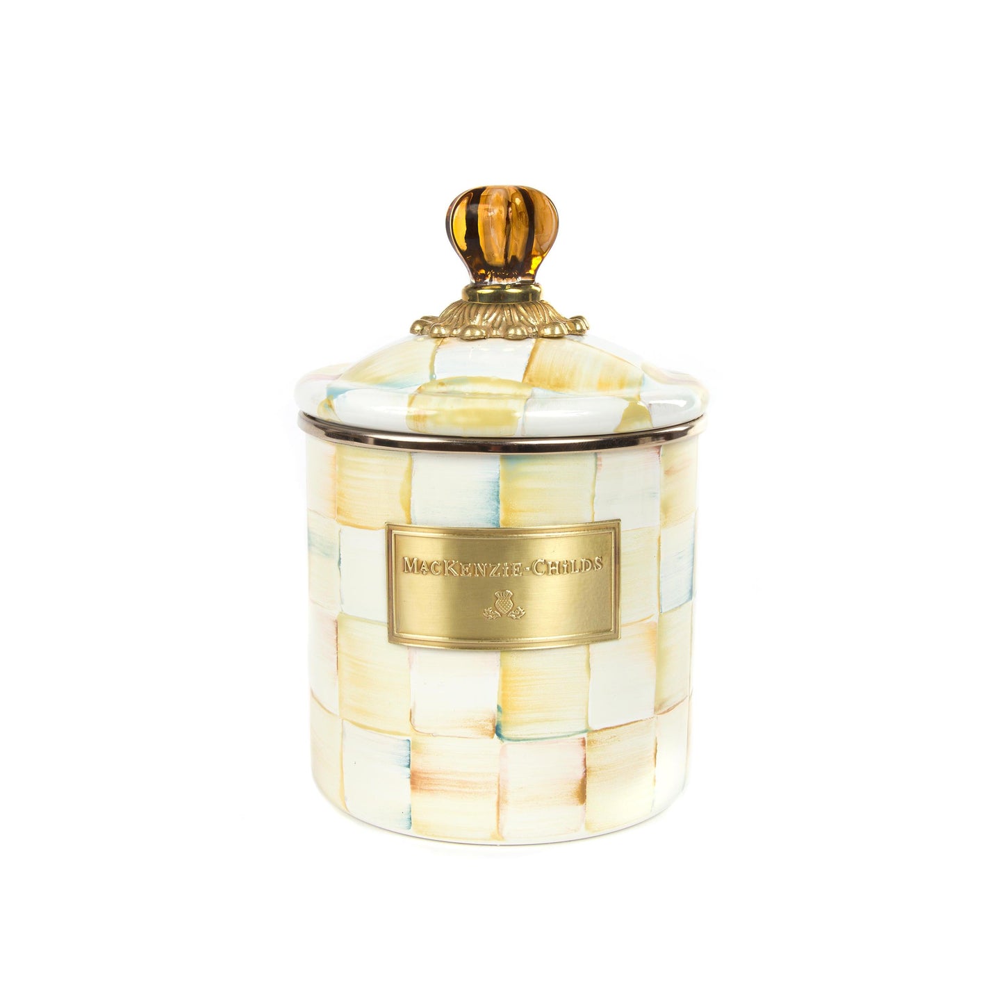 Parchment Check Enamel Canister - Small (Mackenzie Childs) - Gallery Gifts Online