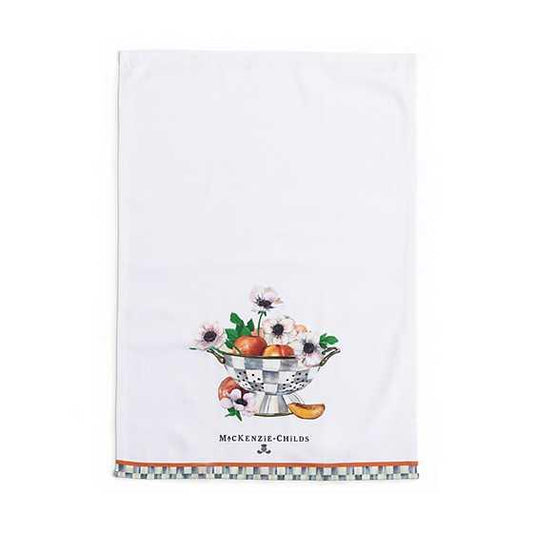 Peaches & Anemones In Colander Dish Towel (Mackenzie Childs) - Gallery Gifts Online
