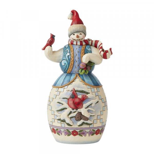 Snowman with Cardinal Figurine (Christmas Ornaments) - Gallery Gifts Online