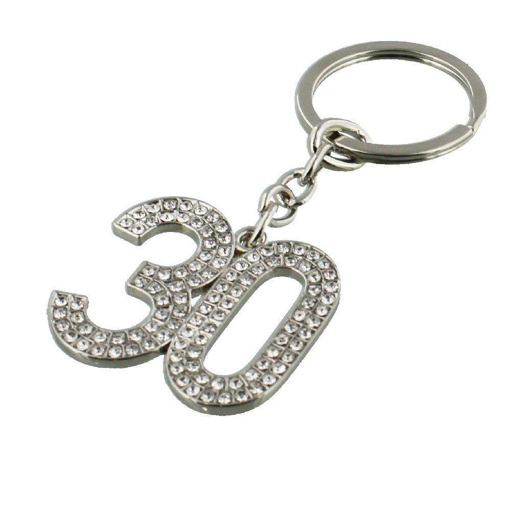 30th Birthday Crystal Keyring - Gallery Gifts Online