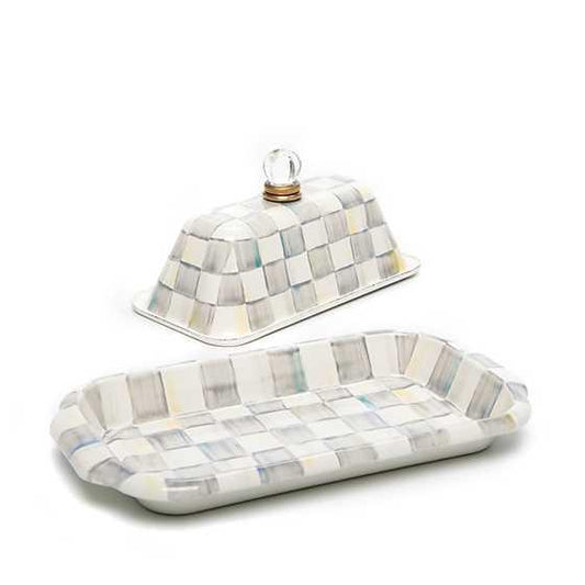 Sterling Check Enamel Butter Box (Mackenzie Childs) - Gallery Gifts Online