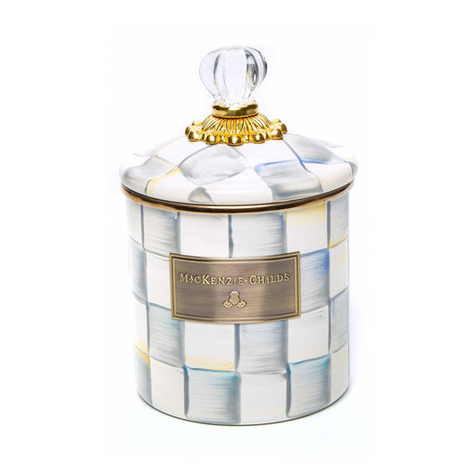 Sterling Check Enamel Canister - Small (Mackenzie Childs) - Gallery Gifts Online 