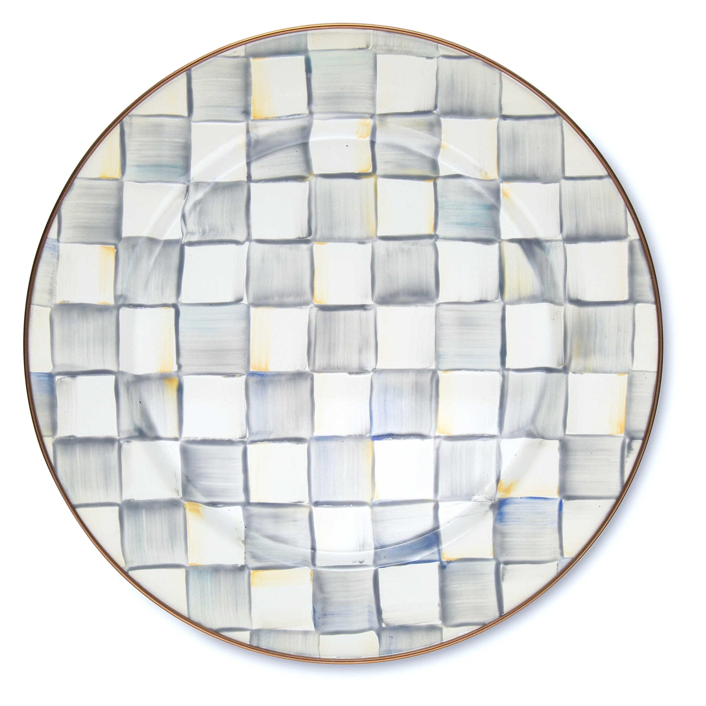 Sterling Check Enamel Charger/Plate (Mackenzie Childs) - Gallery Gifts Online