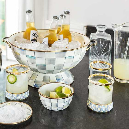 Sterling Check Enamel Pinch Bowl (Mackenzie Childs) - Gallery Gifts Online