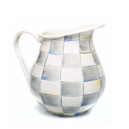 Sterling Check Enamel Pitcher (Mackenzie Childs) - Gallery Gifts Online 