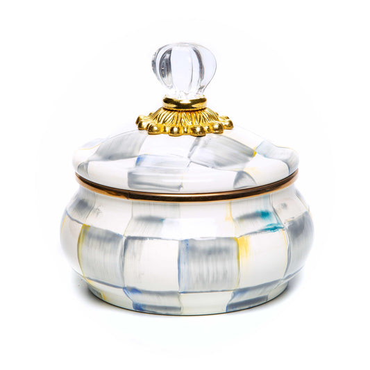 Sterling Check Enamel Squashed Pot (Mackenzie Childs) - Gallery Gifts Online 