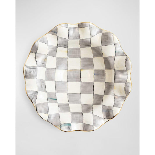 Sterling Check Medium Fluted Serving Bowl (Mackenzie Childs) - Gallery Gifts Online